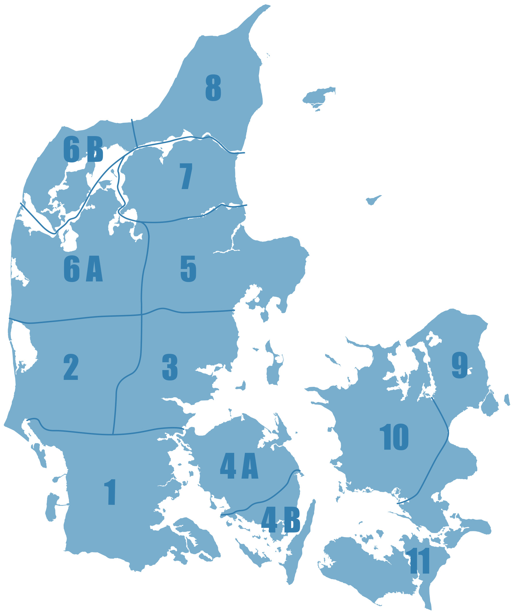 Zonekort over levering i Danmark